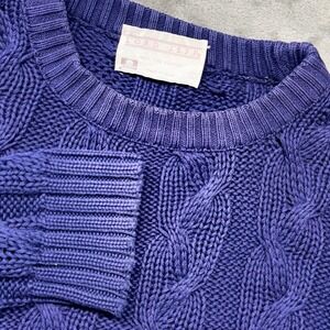 Lord Jeff Mens Cable Knit Sweater‎ 100% Cotton Purple Crew Neck Pullover
